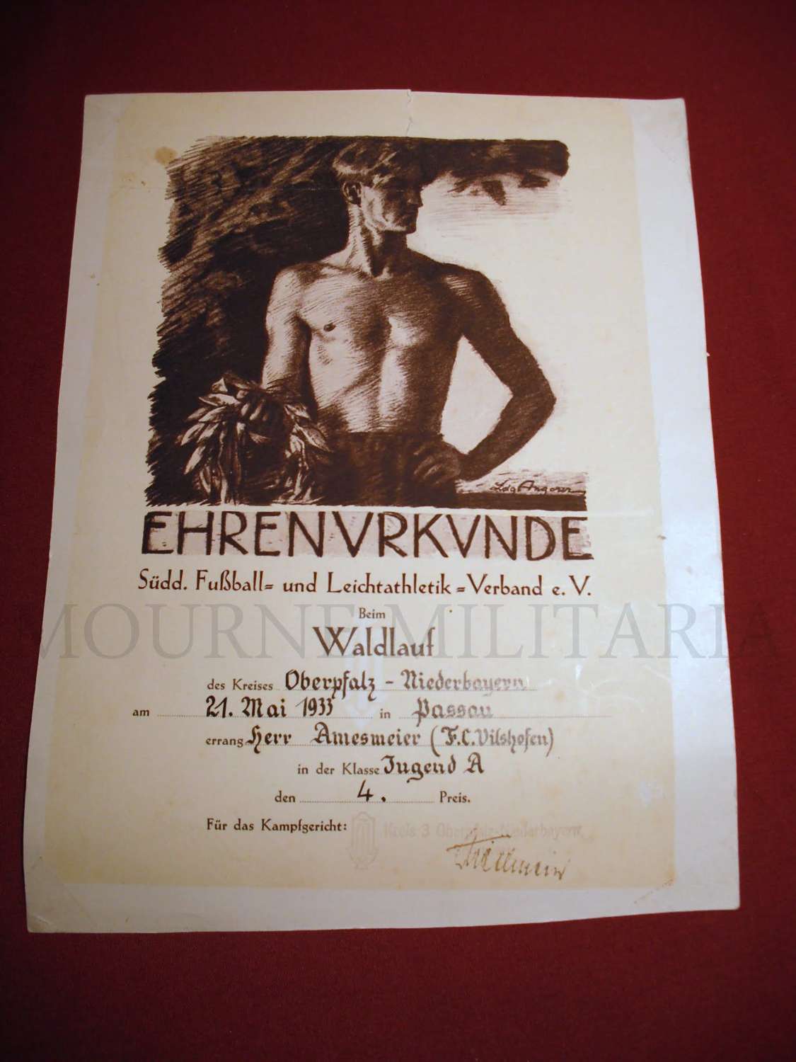 Reich Sports Certificate Dated May 1933