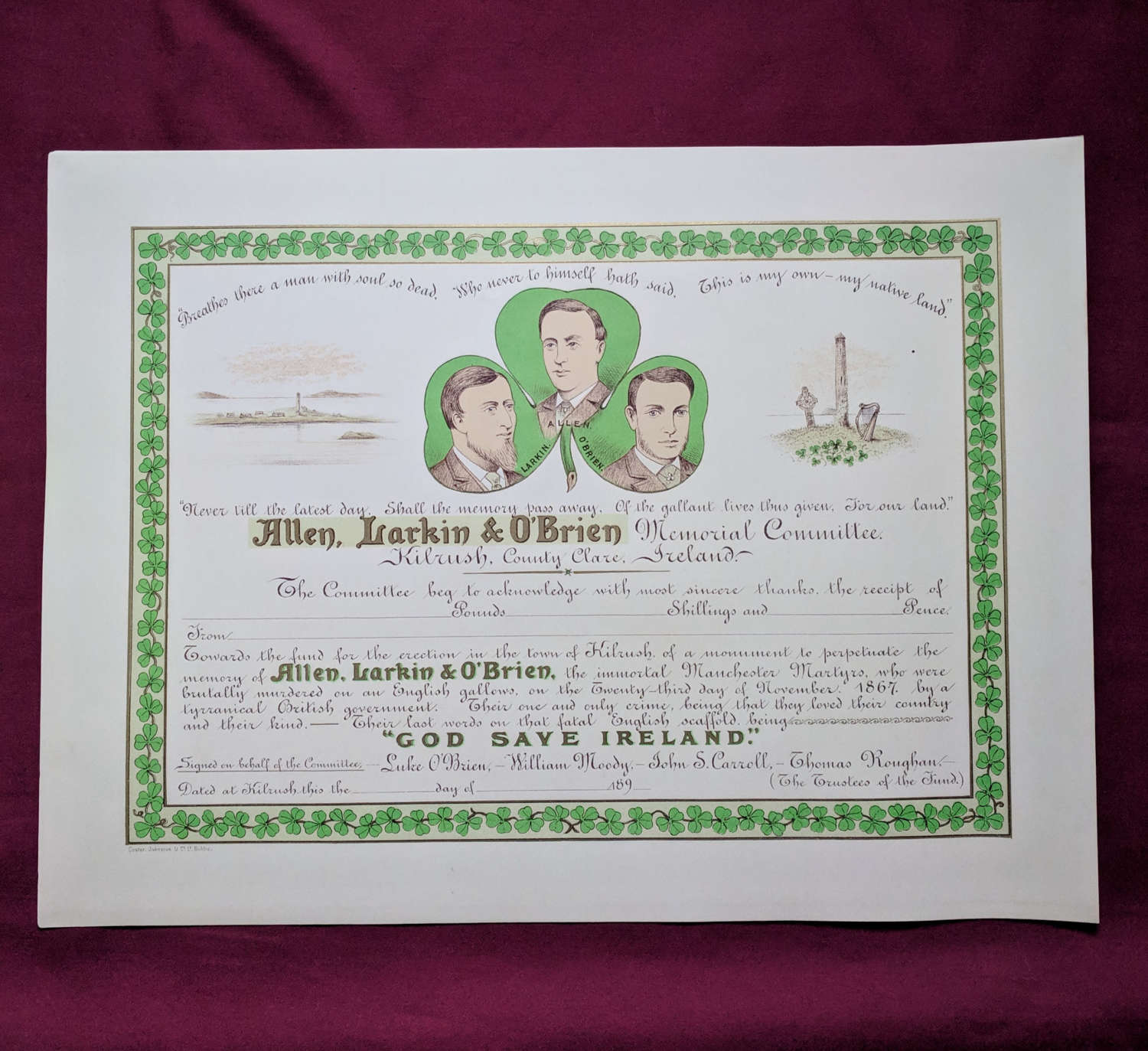 Original Donation Certificate 