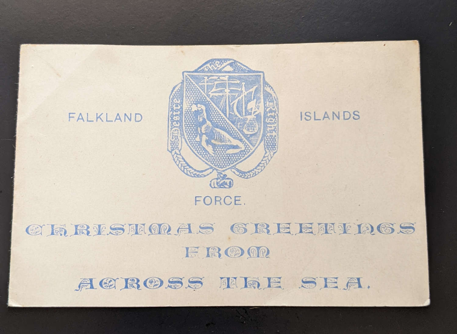 Ultra Rare 1942 Dated Falkland Islands Force Military Christmas Card
