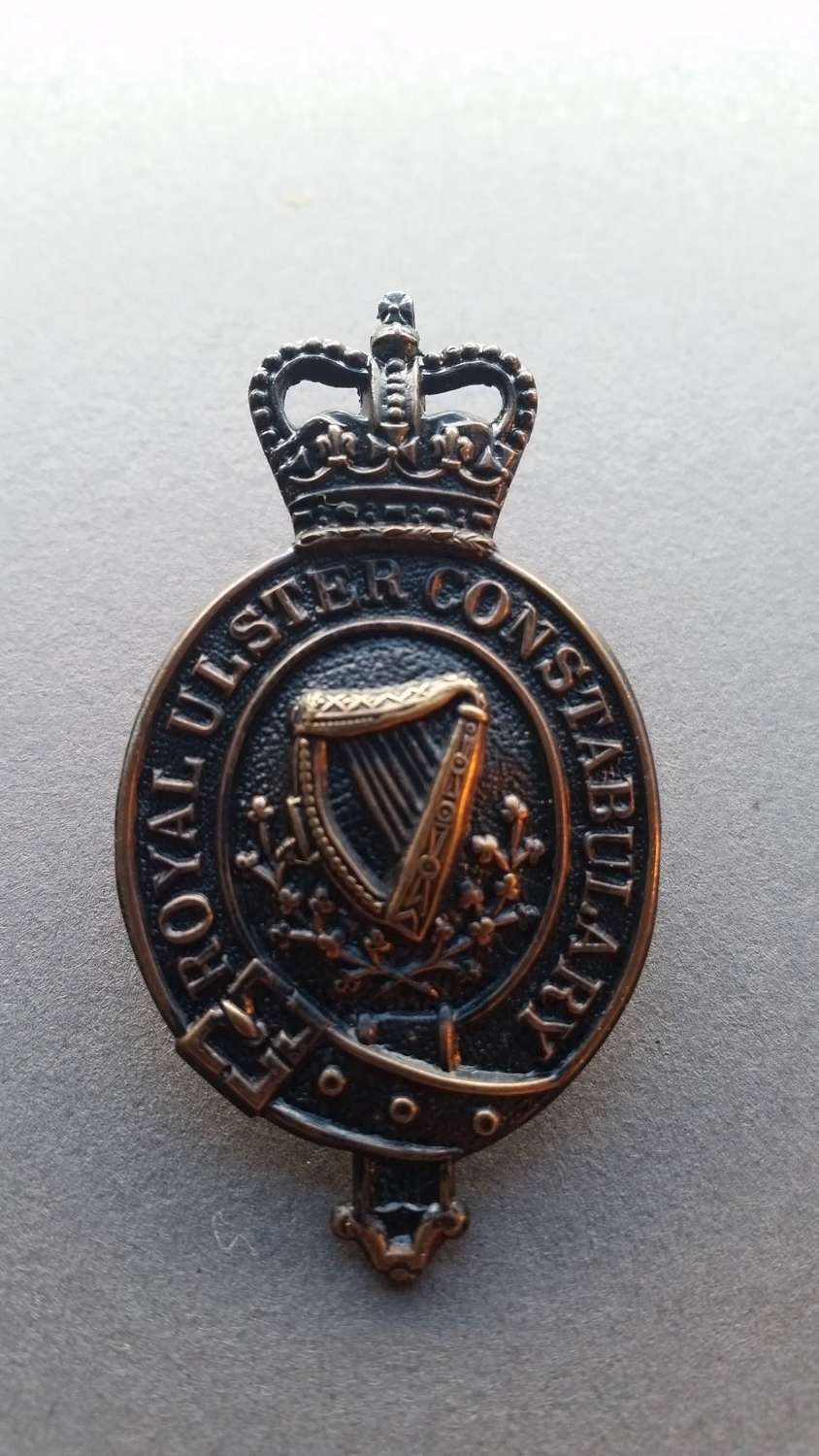 1950's Royal Ulster Constabulary Night Helmet Badge