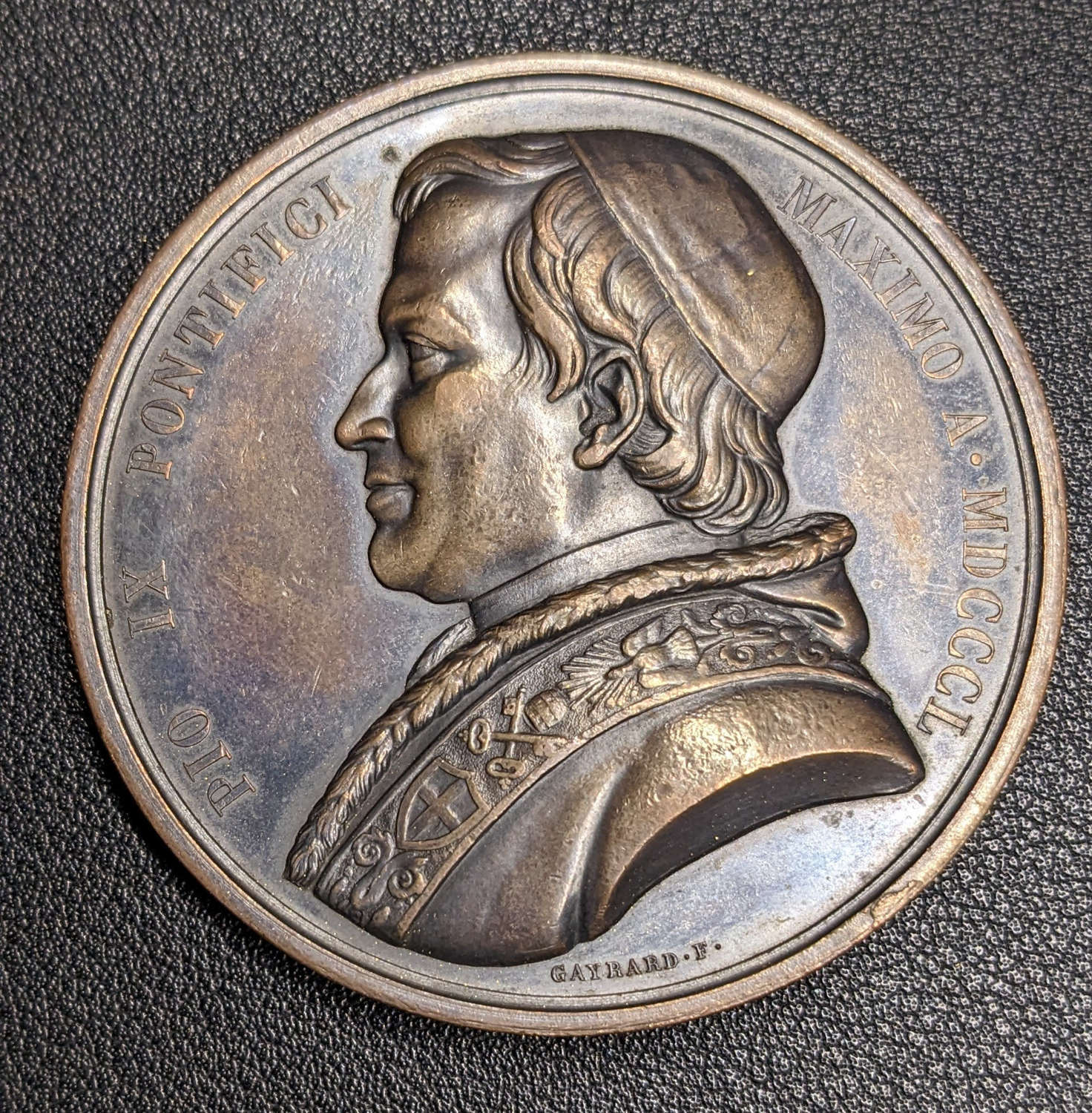 Pius IX Bronze Medallion Visit of Pius IX to Wounded French soldiers 1