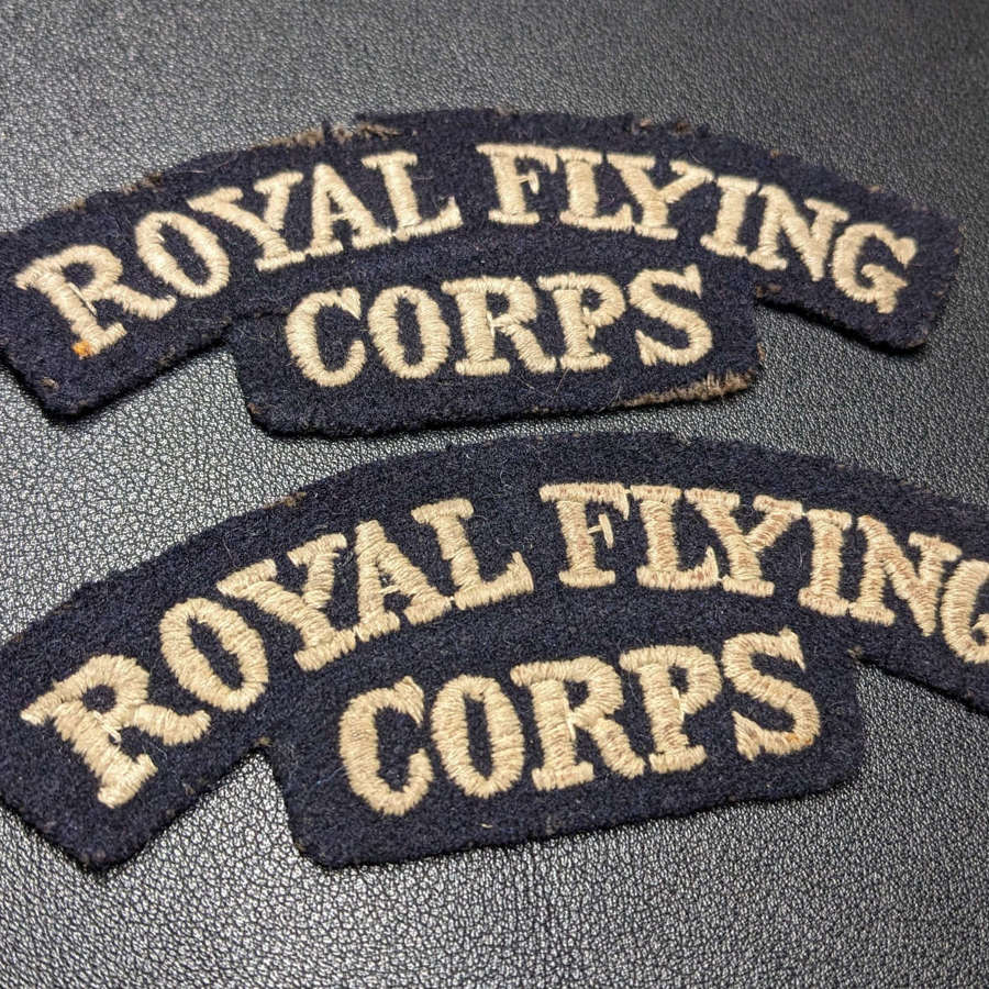 Rare Matching Pair Royal Flying Corps Cloth Shoulder Titles
