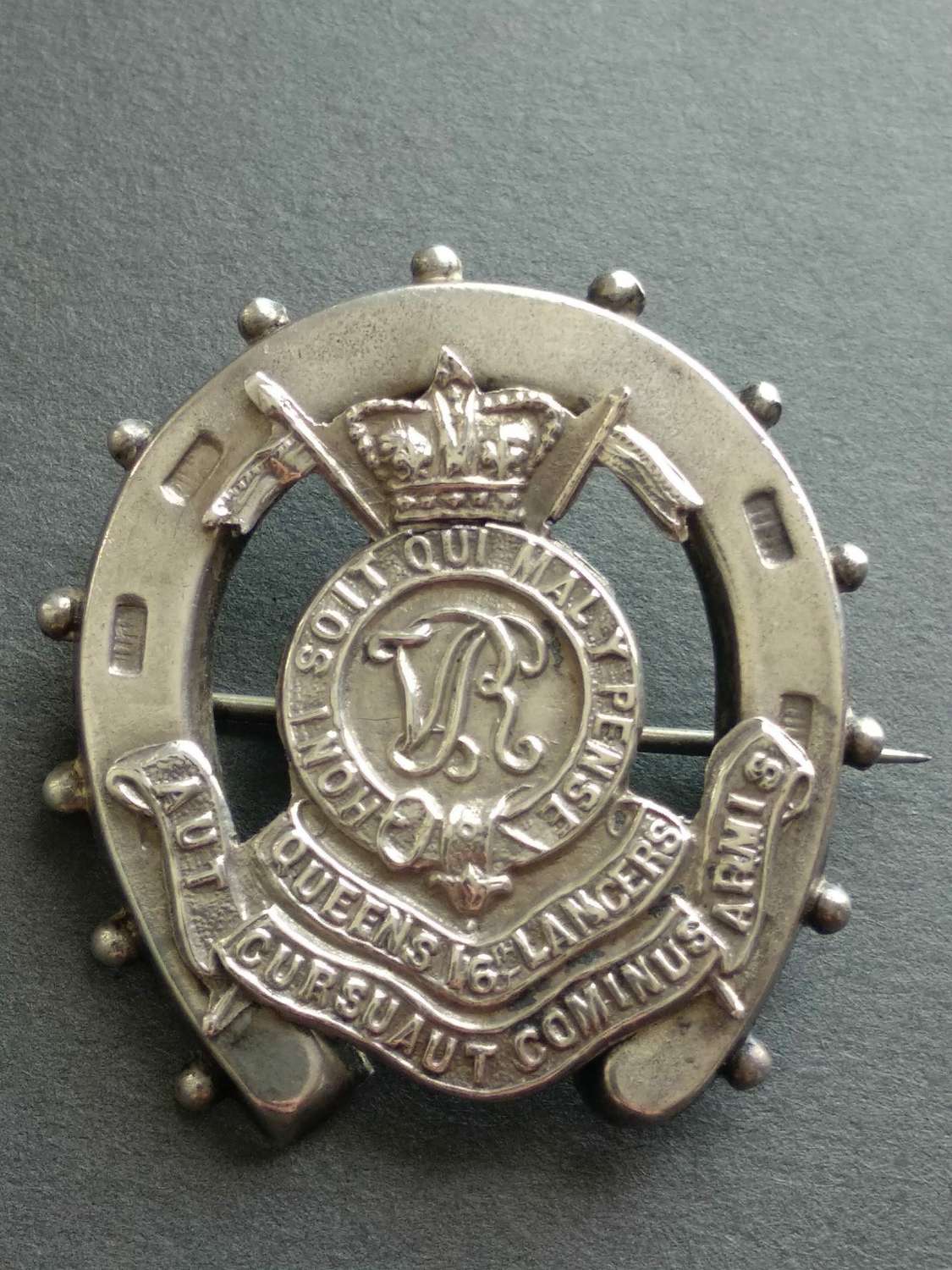 Rare 16th Queens Lancers Silver Commemorative Brooch