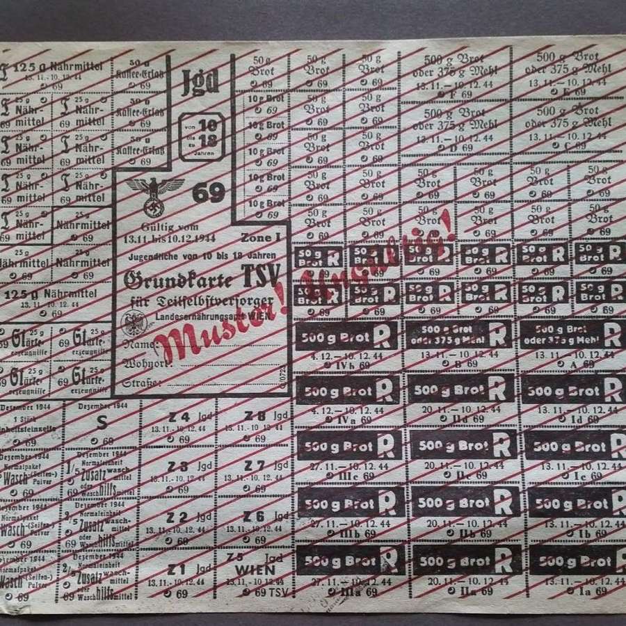 WWII German Ration Sheet 1944