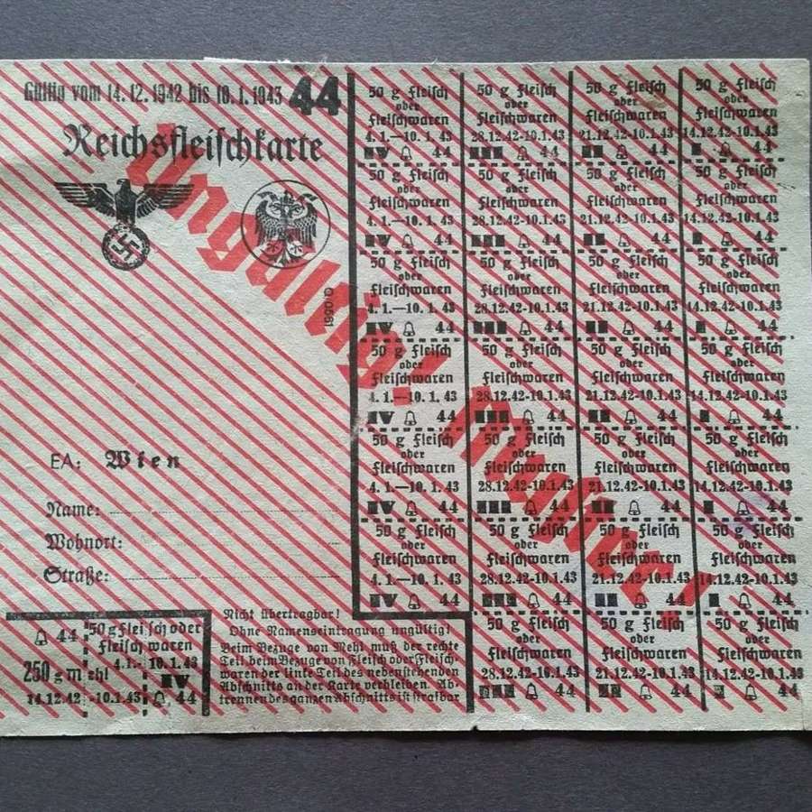 WWII German Ration Sheet 1943