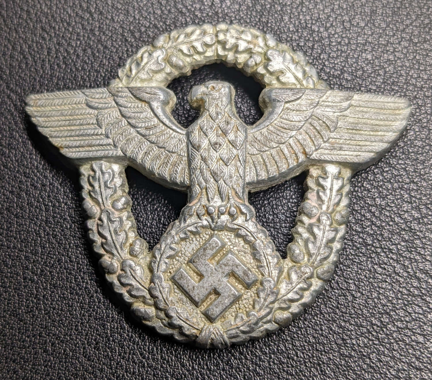 German Police Cap Badge Marker Marked 2nd Pattern Void of Pin Attachments