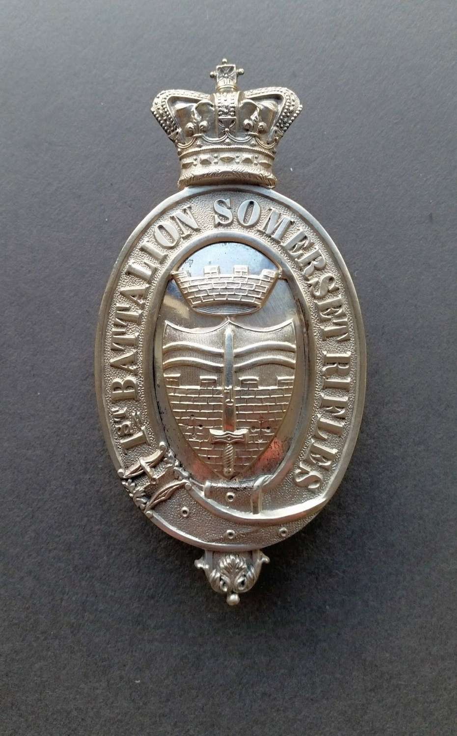 Rare Victorian 1st Battalion Somerset Rifles Cross Belt Plate