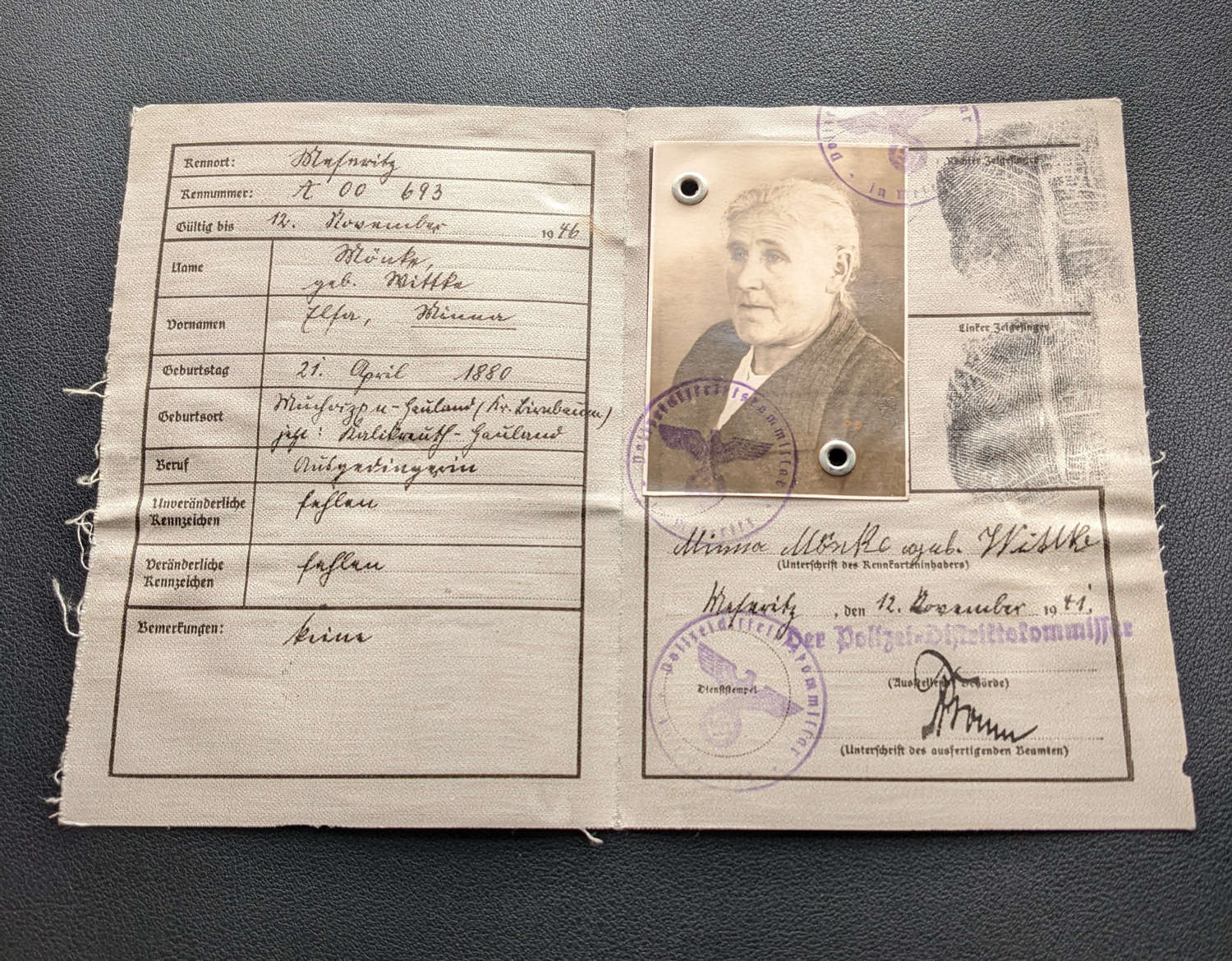 Deutsche Reich Kennkarte
