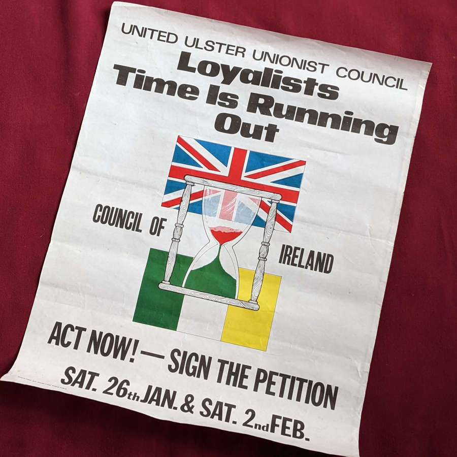 1970's United Ulster Unionist Council Public Notice "Sign The Petition" Poster
