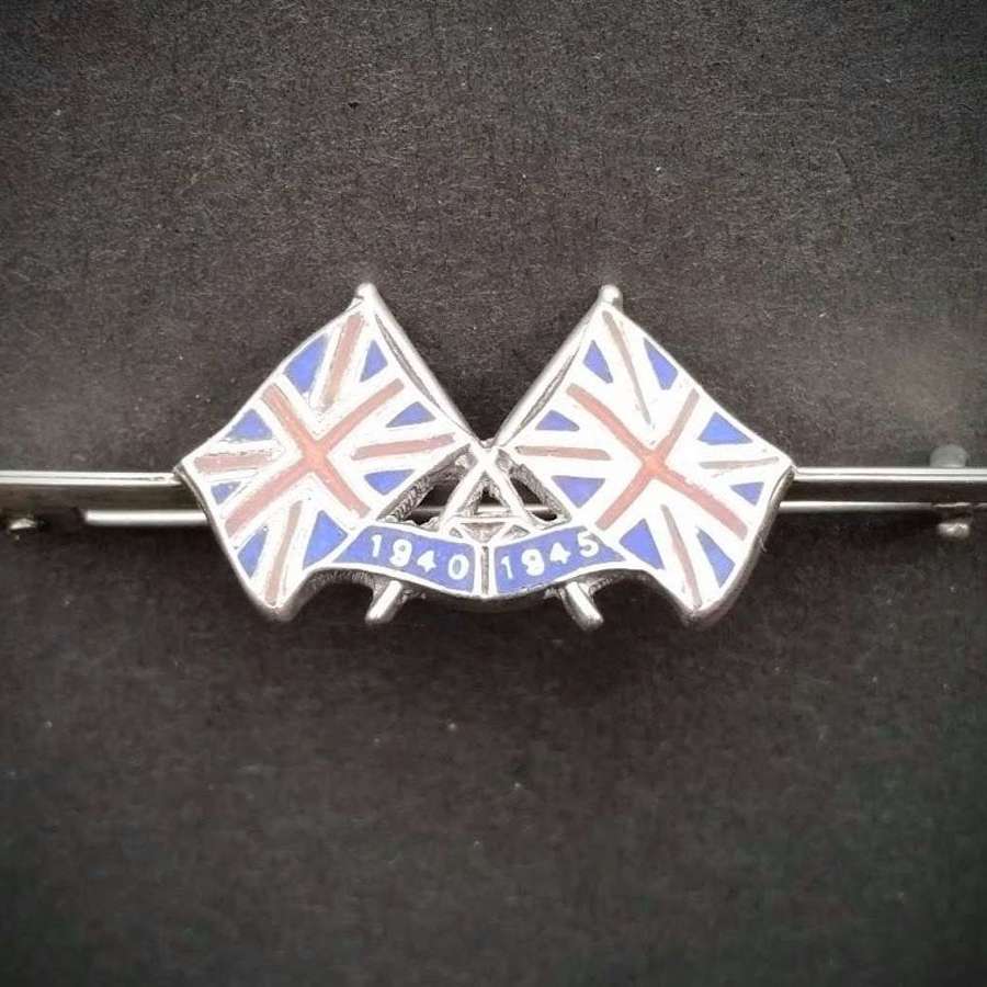 British WWII Commemoration Silver Brooch