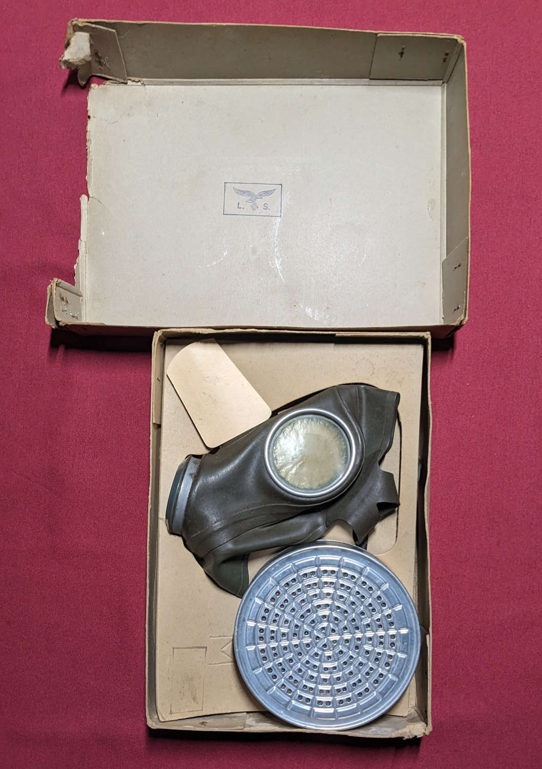 Boxed Civilian Gas Mask Issued to Luftwaffe Personnel