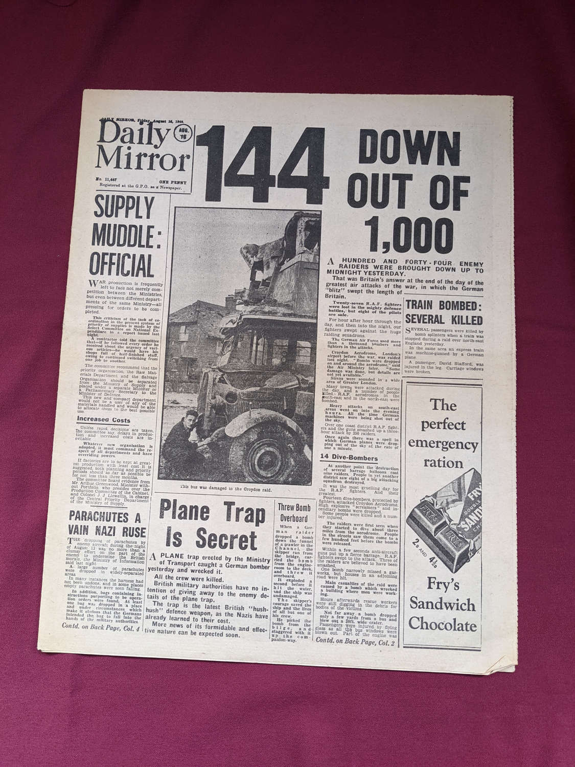 Daily Mirror 16th August 1940 