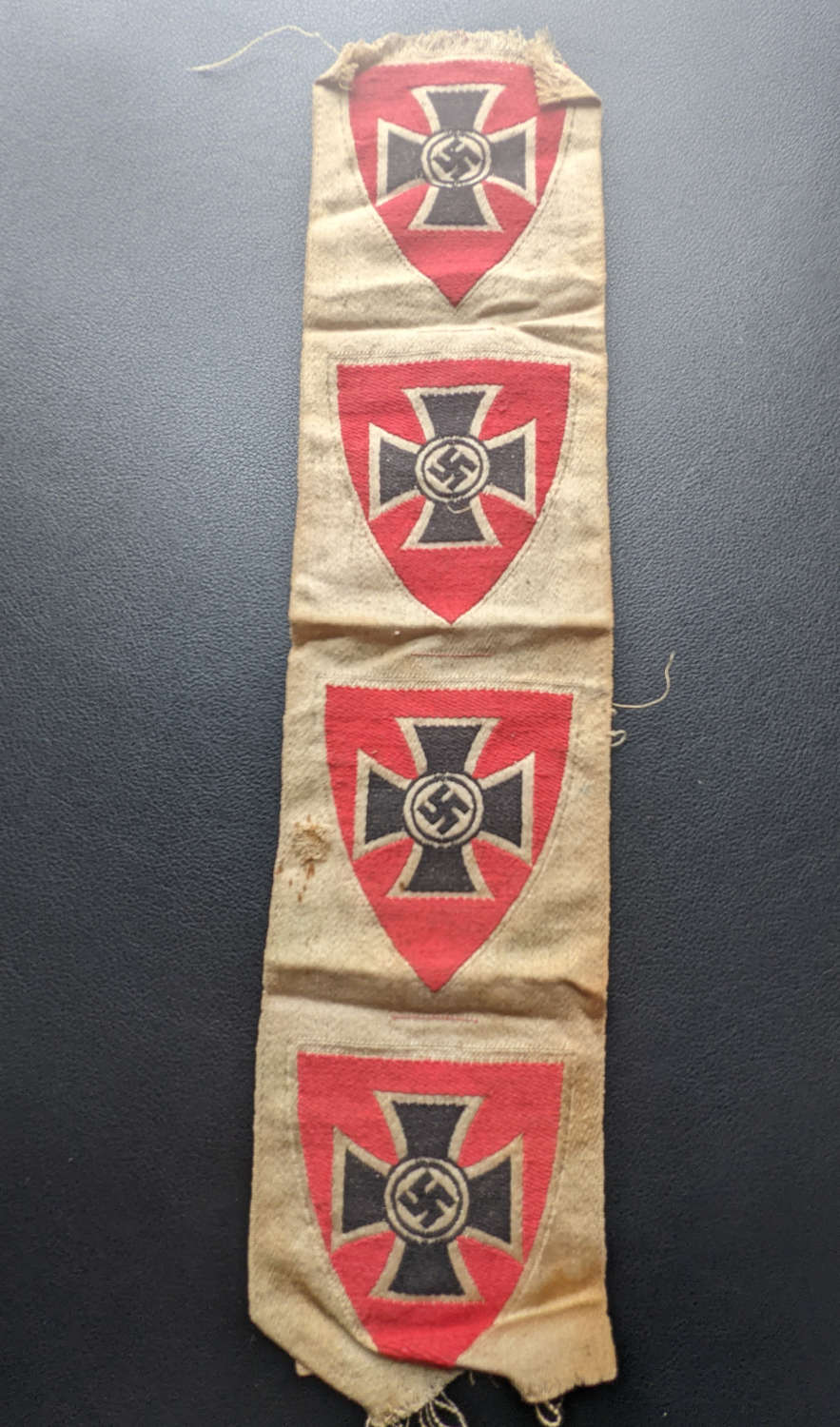 Un-cut Set of Four WWI German Veterians Association Cloth Arm Shields