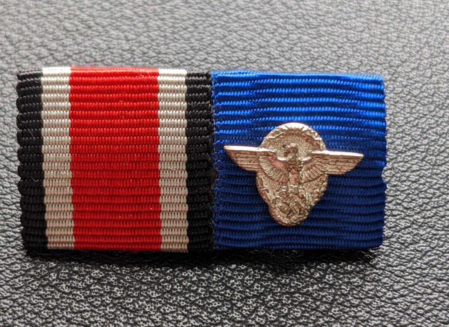 WWII Iron Cross & Police Service Medal Ribbon Device