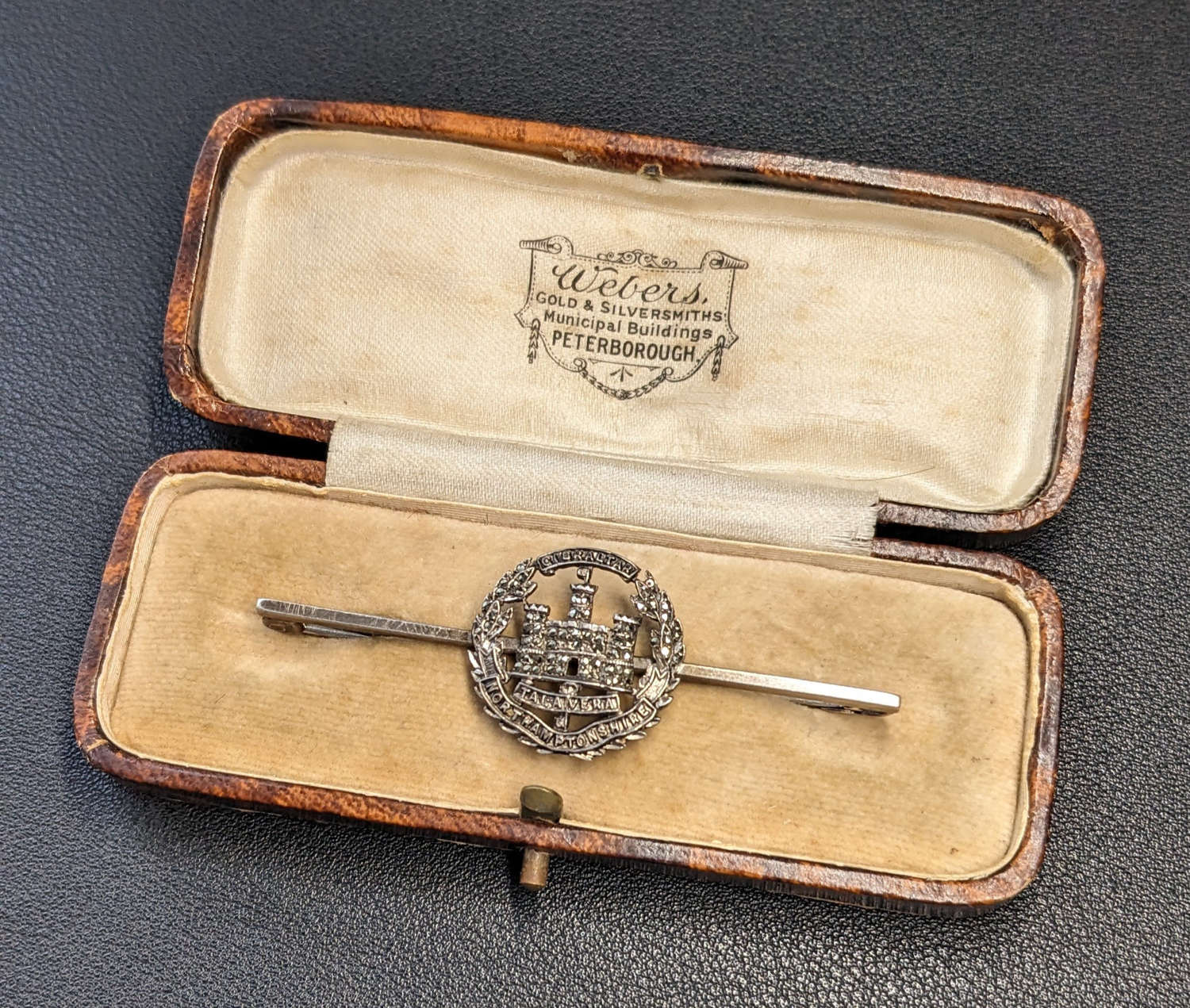 WWI Cased Silver Northamptonshire Fusiliers Sweetheart Brooch