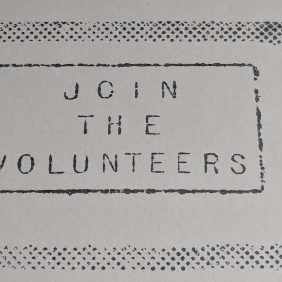 WWI Propaganda Printing/Franking Cylinder "JOIN THE VOLUNTEERS"