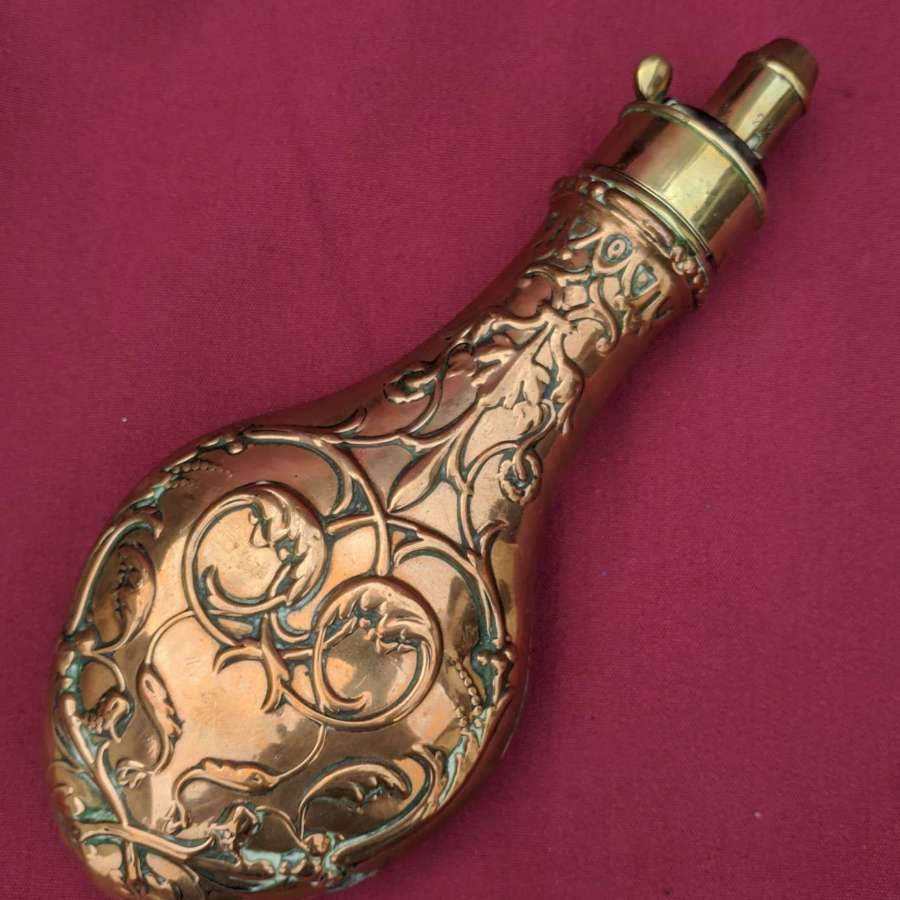 Early 19th Century Copper and Brass Powder Flask
