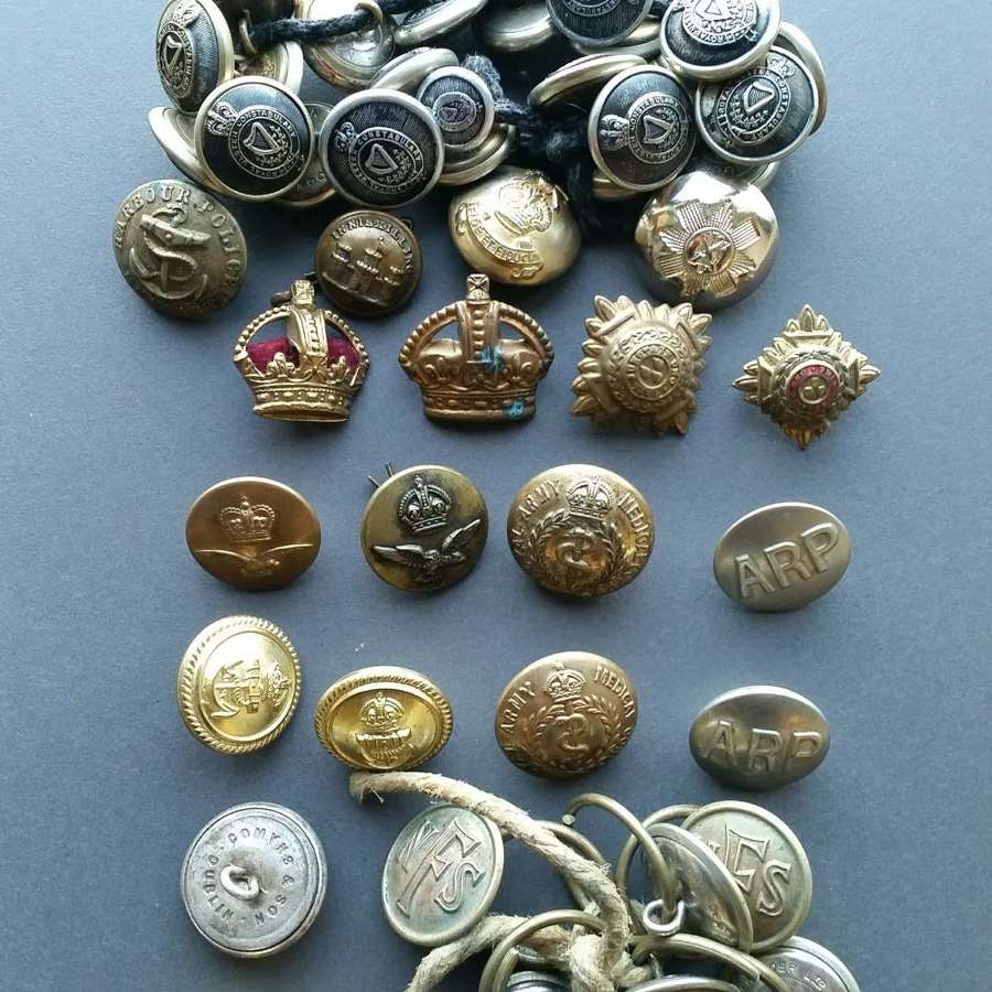 Large Selection WWII Period Buttons, Pips, Crown Insignia Available
