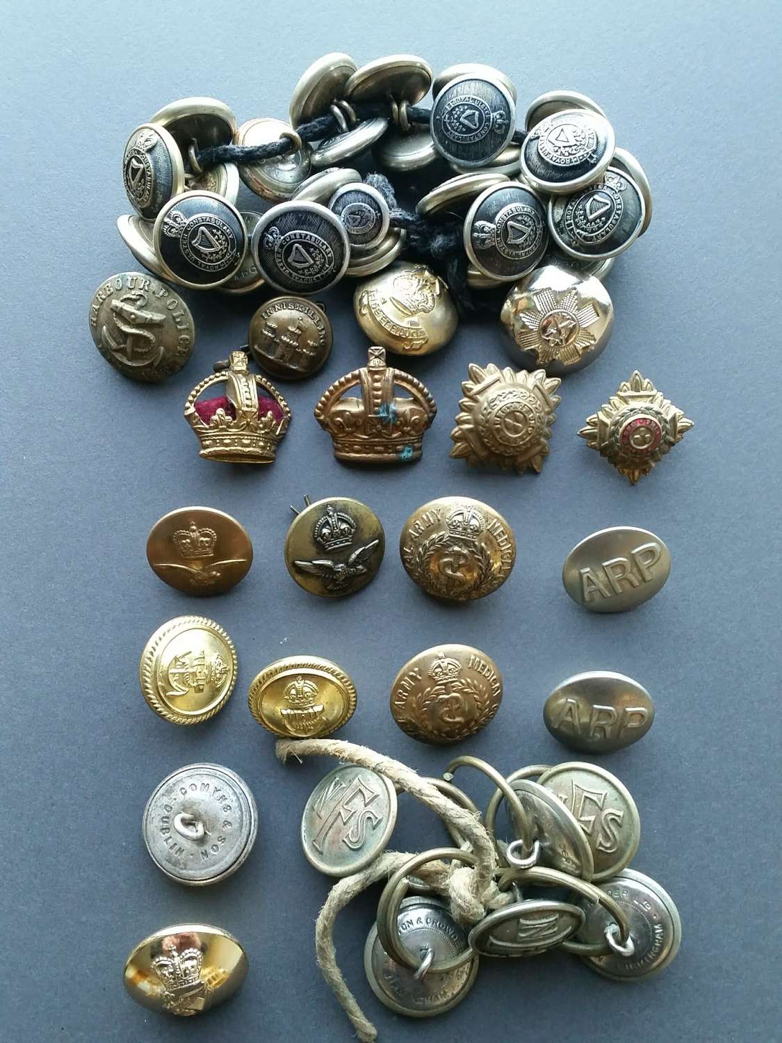 Large Selection WWII Period Buttons, Pips, Crown Insignia Available