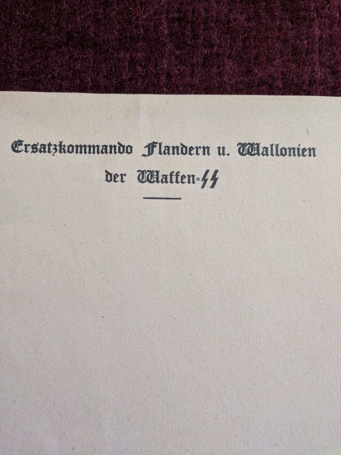 Ersatzkommado Flanderns u. Wallonien Der Waffen SS Headed Notepaper