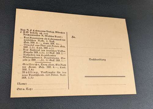 SS Reichsminister W. Darre Card 