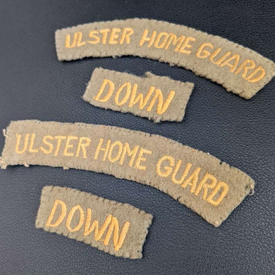 Rare Ulster Home Guard Shoulder Titles plus County Patches