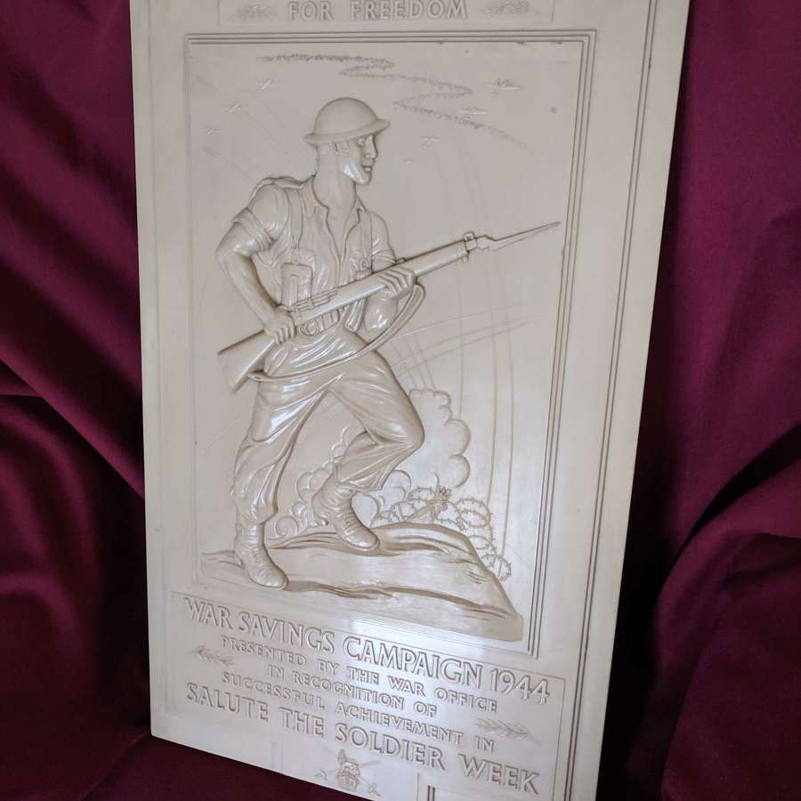 Large 1944 War Savings Plaque for "Salute The Soldier Week"