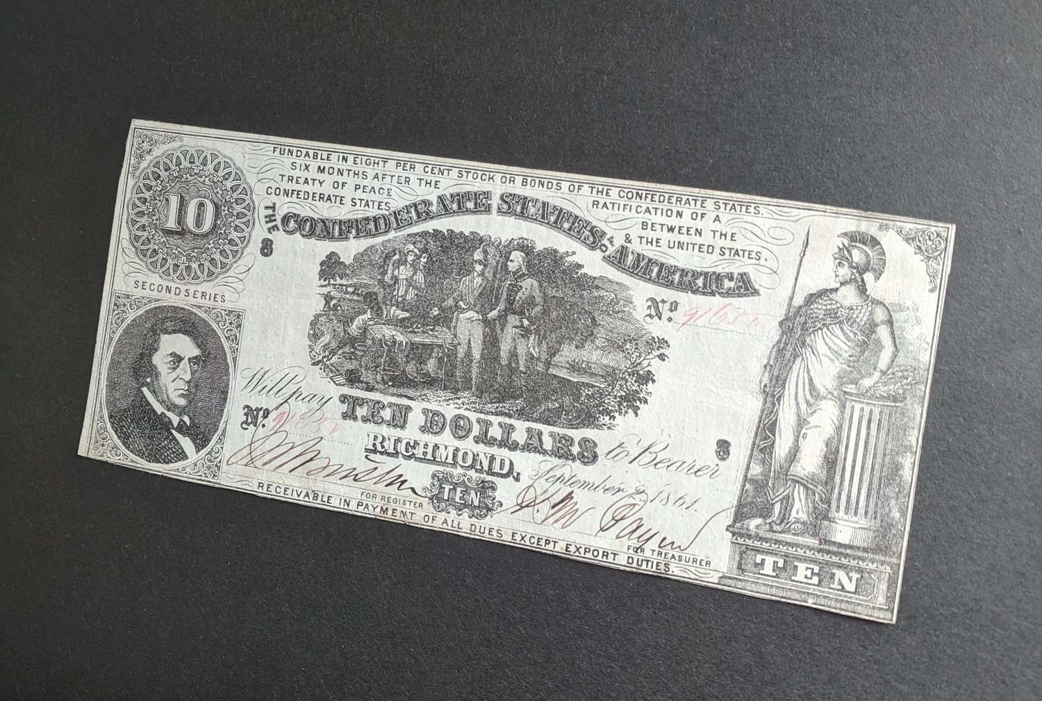 Confederate States of America $10.00 Dollar Bill