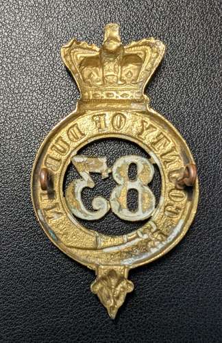83rd of Foot County Dublin Glengarry Badge ca 1874