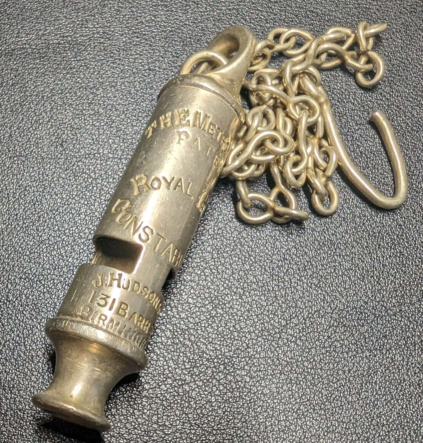 Royal Irish Constabulary Service Whistle & Chain 1885-88