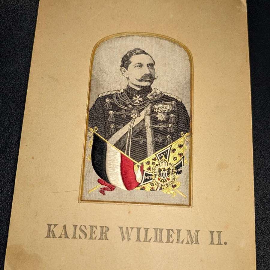 Early Kaiser Wilhelm II Framed Silk