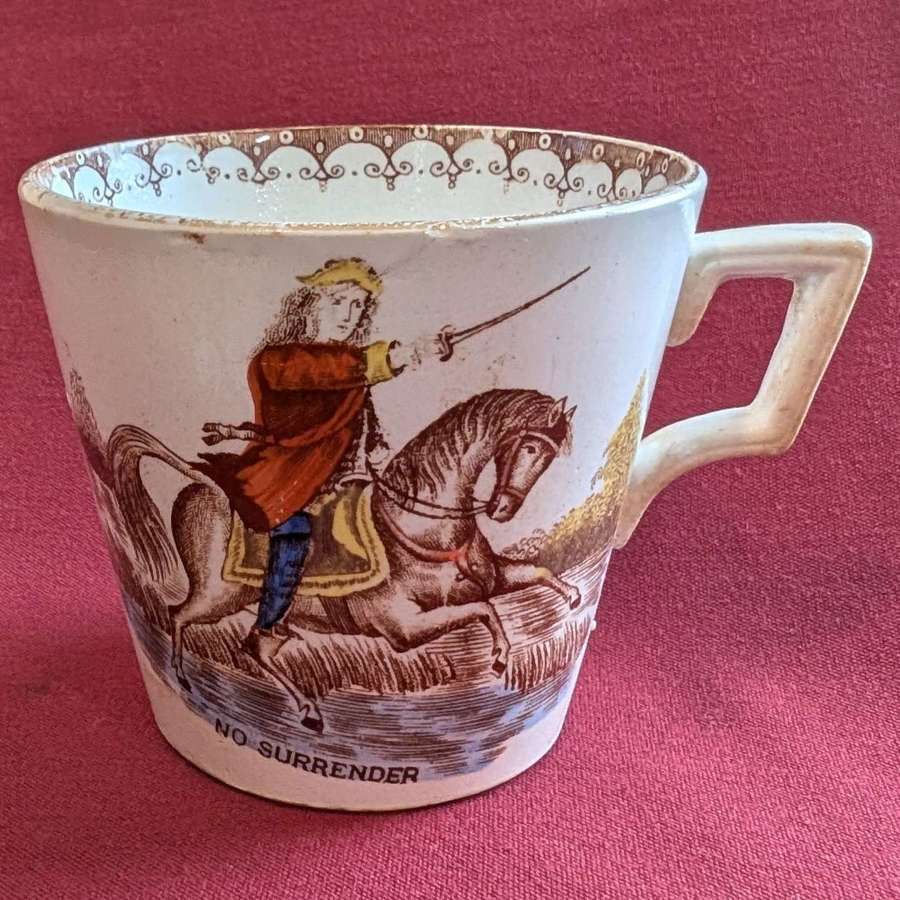 Victorian Patriotic William III "No Surrender" Stoneware Cup