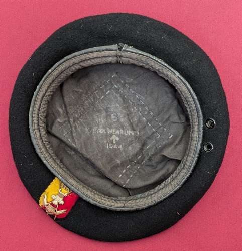 12th Royal Lancers Armoured Division Kargol 1944 Dated Beret