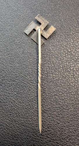 Early 20th Century Silver Green Enamel Mobile Swastika Stickpin