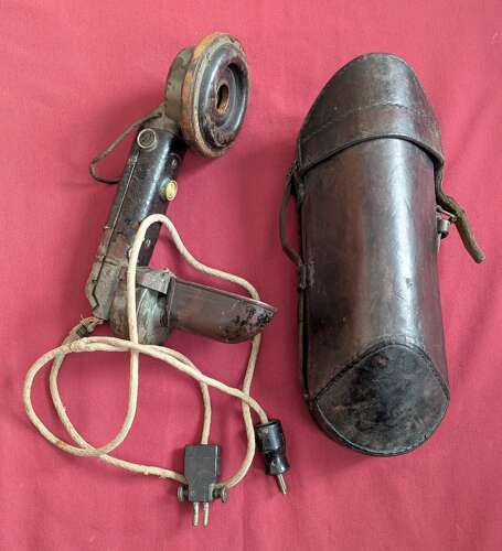 German WWI 1916 Trench Field Telephone Handset with Leather Carrier
