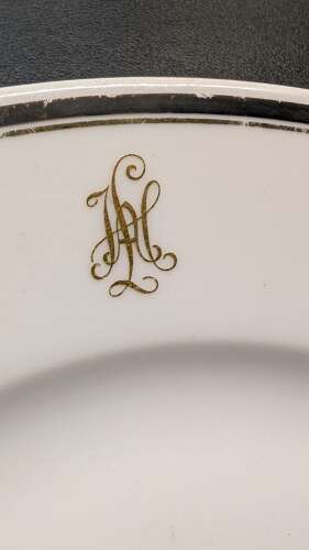 Third Reich KPM Main Course Ceramic Plate With Gold Leaf Logo