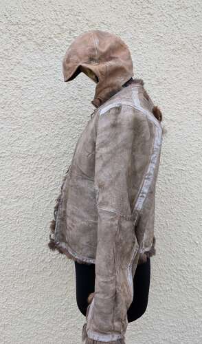 German Rabbit Fur Under Jacket & Leather Flight Cap