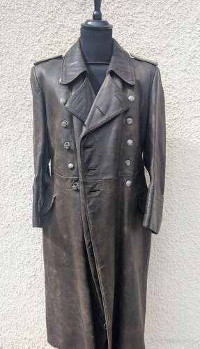 Heer Leather Service Overcoat with Shoulder Boards